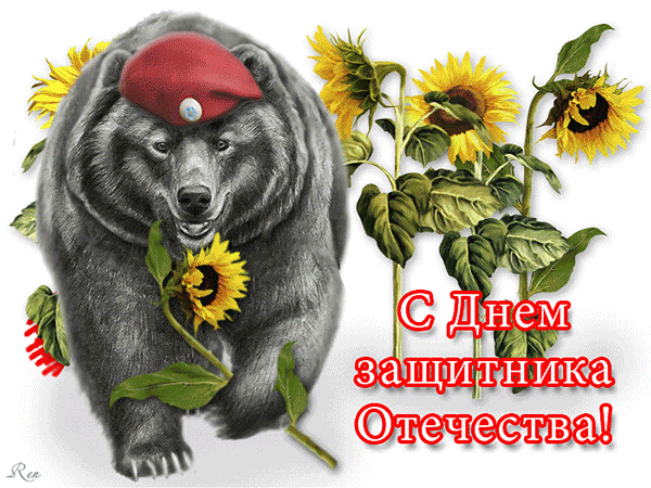 Русский медведь с 23 февраля - 23 февраля, gif скачать бесплатно