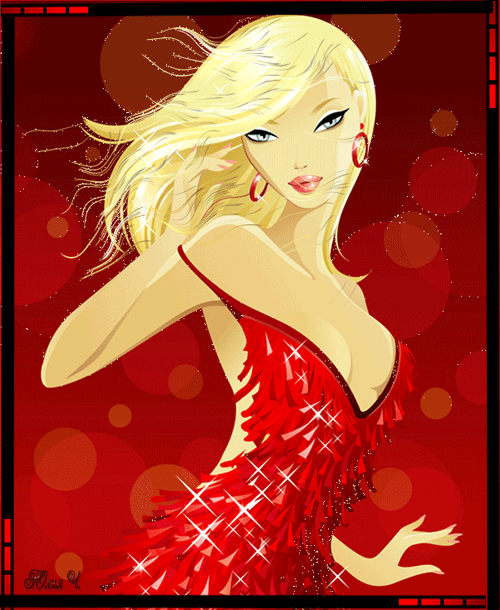 Блондинка в красном платье - С днём блондинок, gif скачать бесплатно