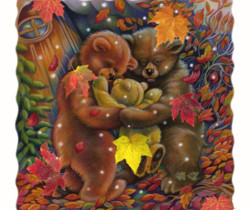 Мишки под листопадом - Осенние картинки