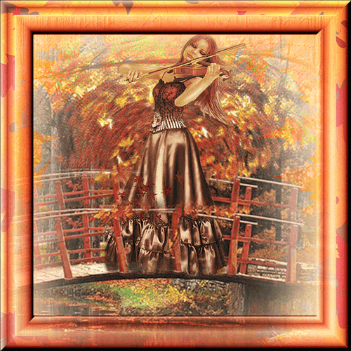 Cкрипачка Осень. Осенние открытки картинки