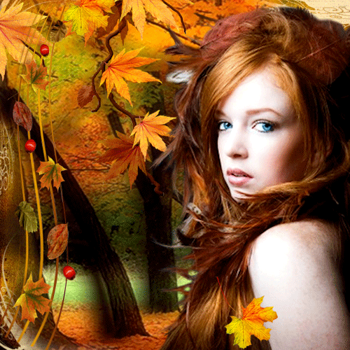 Девушка Осень Осенние открытки картинки