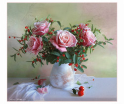Розы в вазе - Открытки с розами