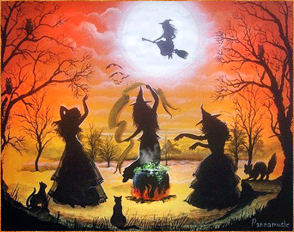 Ведьмы Хэллоуин - Картинки Хэллоуин, gif скачать бесплатно