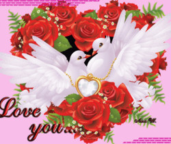 Валентинка с голубями - День Святого Валентина 14 февраля