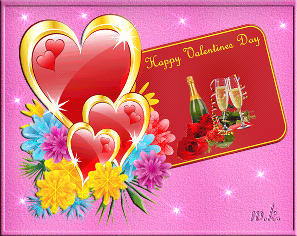 Поздравительная открытка День Влюблённых - День Святого Валентина 14 февраля, gif скачать бесплатно